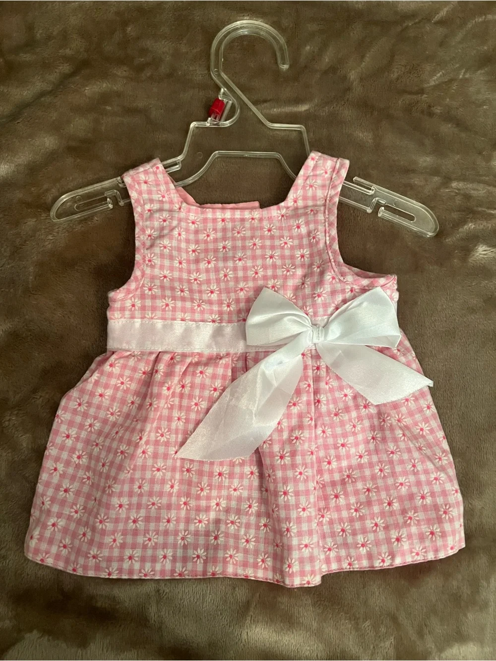 Small Pink and white Dog Sundress with bow